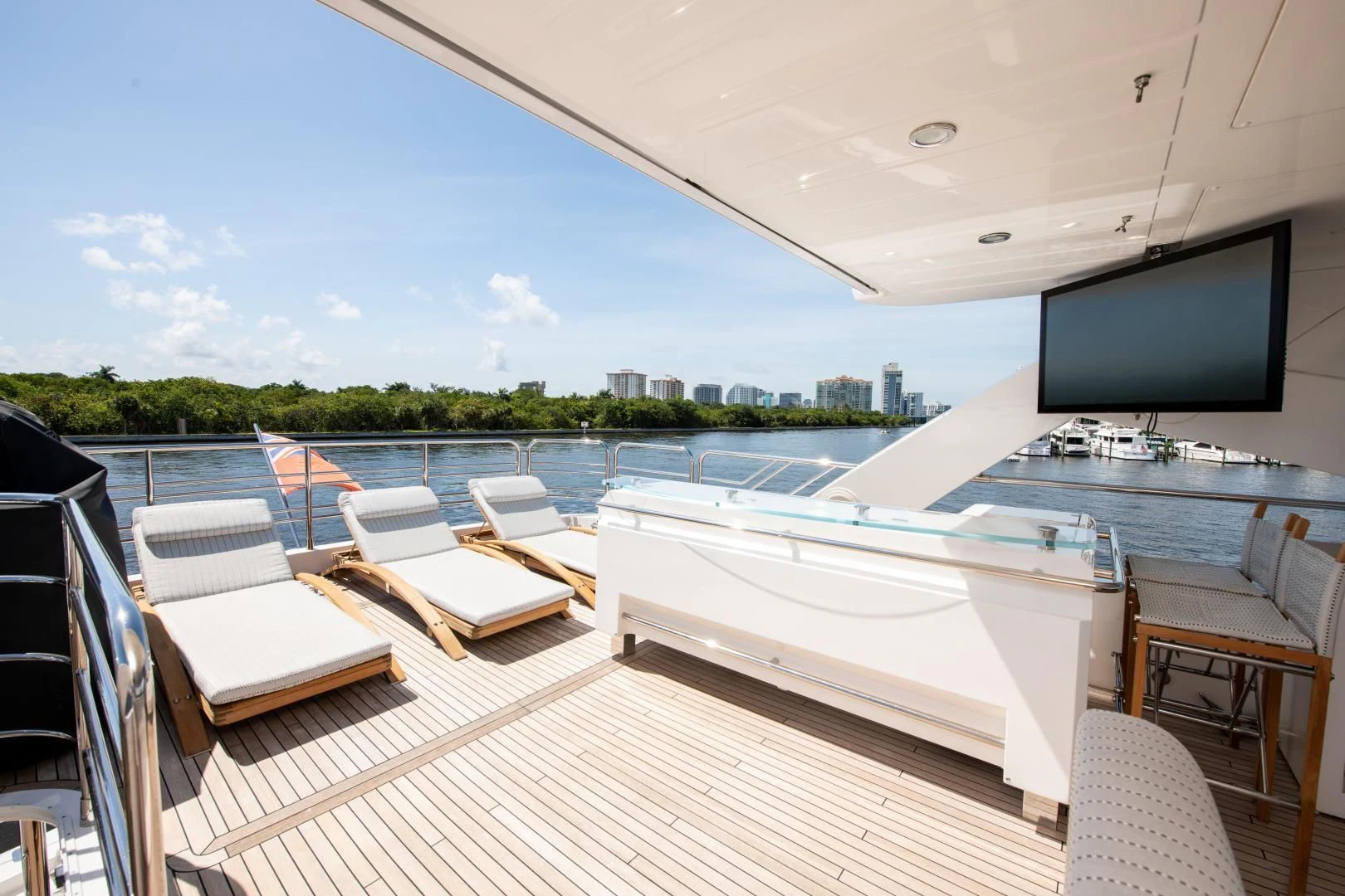 a boat on a deck aboard FUNSEEKER Yacht for Sale
