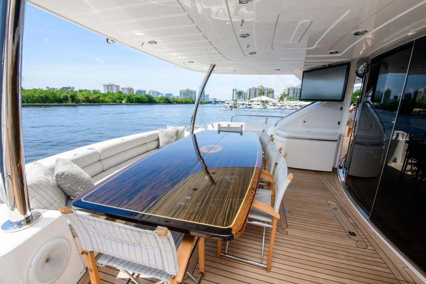 a boat on a deck aboard FUNSEEKER Yacht for Sale