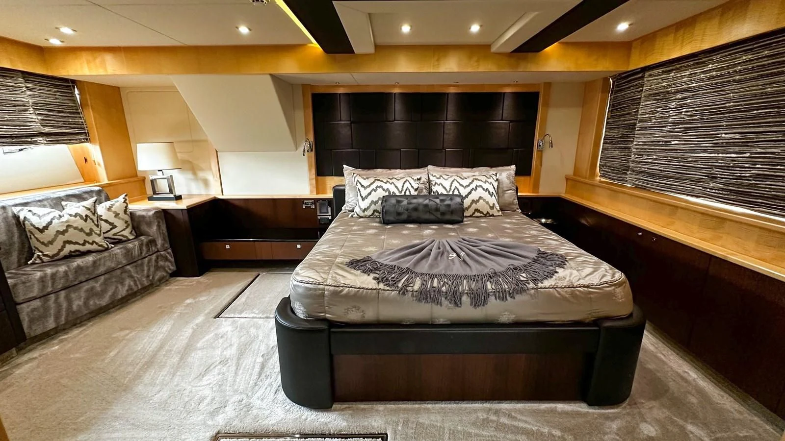 a bed in a room aboard FUNSEEKER Yacht for Sale