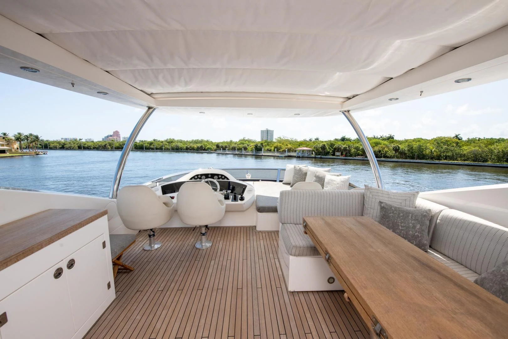 a boat on a deck aboard FUNSEEKER Yacht for Sale