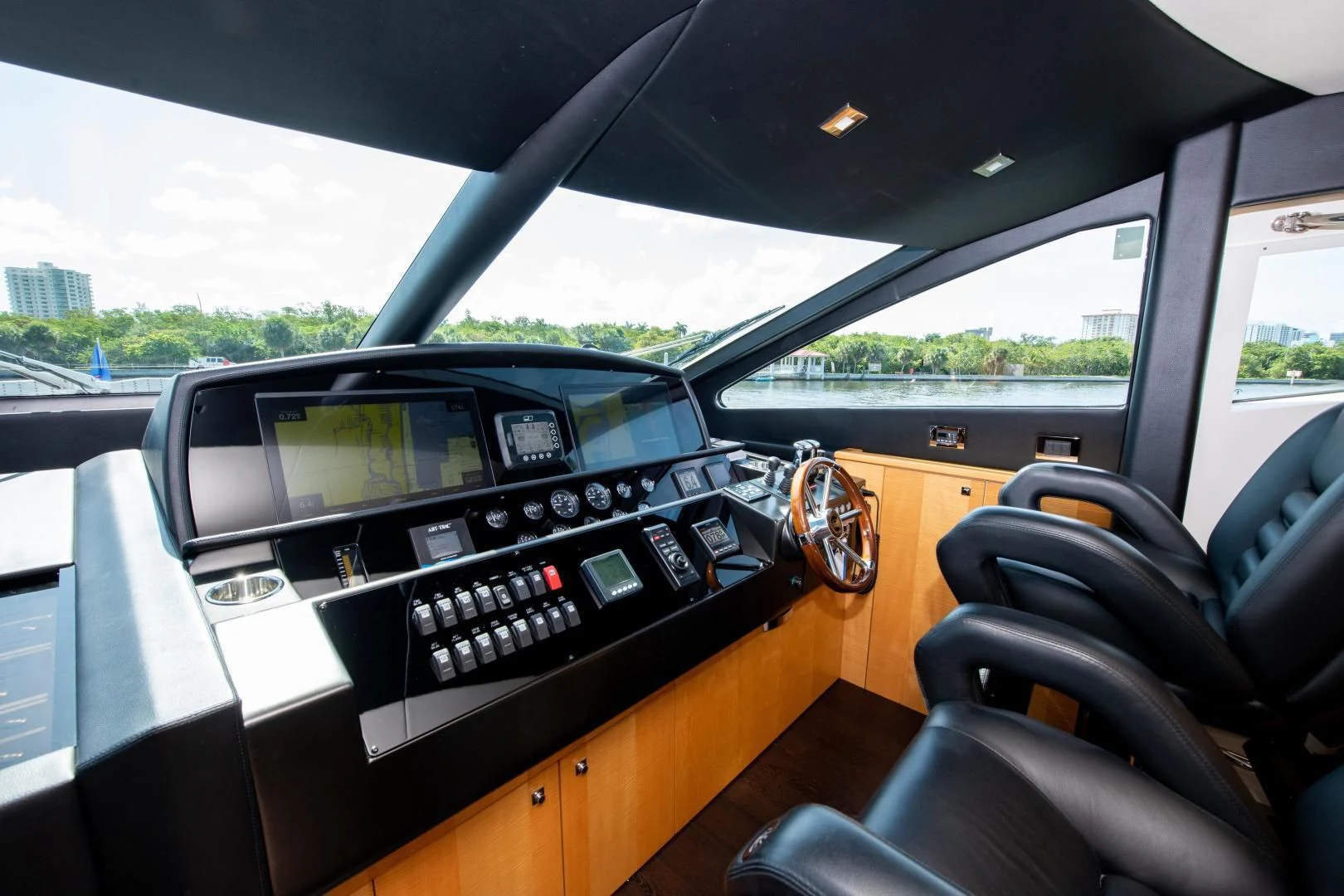 inside of a car aboard FUNSEEKER Yacht for Sale