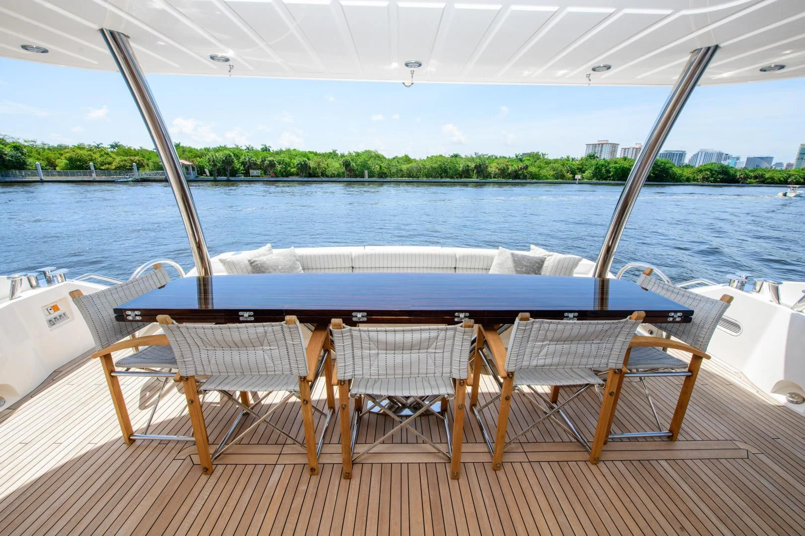 a table on a boat aboard FUNSEEKER Yacht for Sale