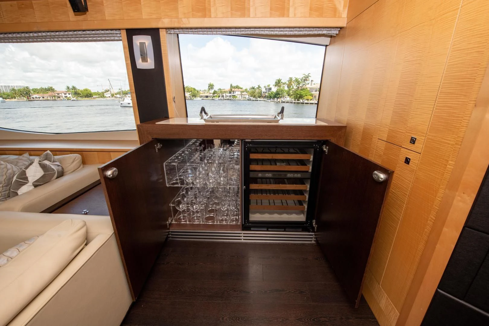 a room with a bed and a window aboard FUNSEEKER Yacht for Sale