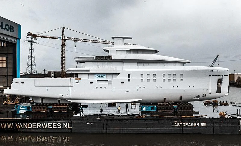 a large white ship aboard SHINKAI Yacht for Sale