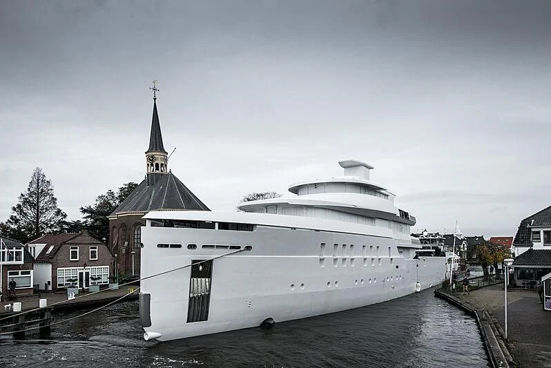 a large white boat aboard SHINKAI Yacht for Sale