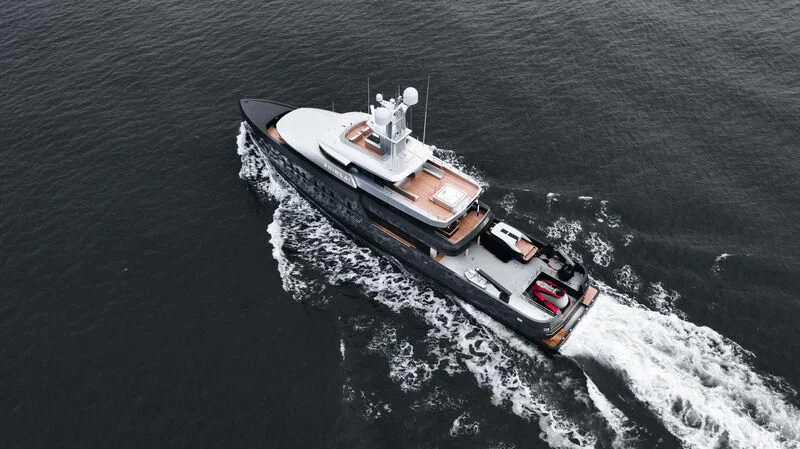 a boat in the water aboard SHINKAI Yacht for Sale