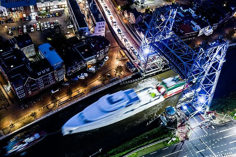 an aerial view of a city aboard SHINKAI Yacht for Sale