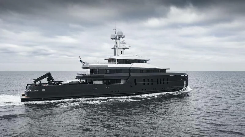 a large ship in the water aboard SHINKAI Yacht for Sale