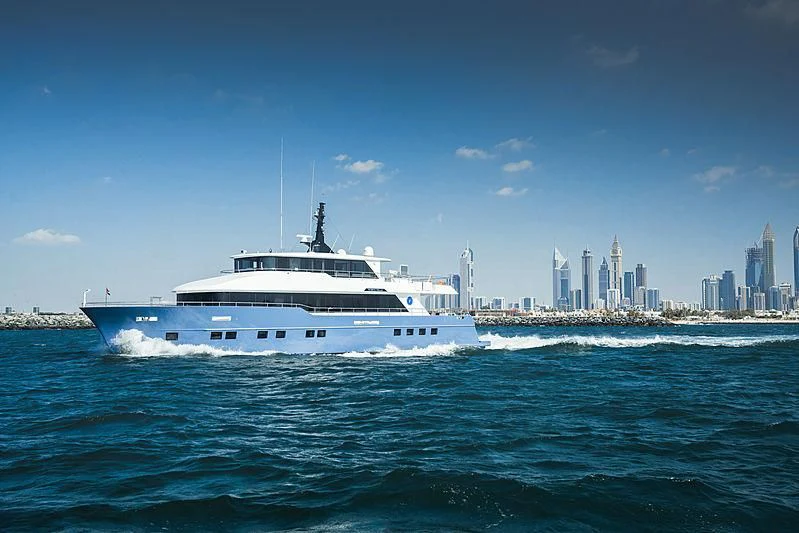 a boat on the water aboard DIGNITY Yacht for Sale
