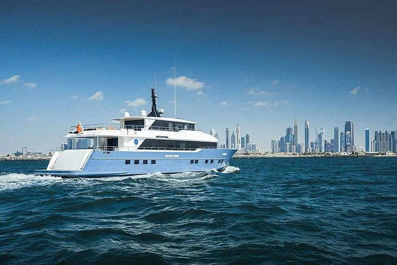 a boat in the water aboard DIGNITY Yacht for Sale
