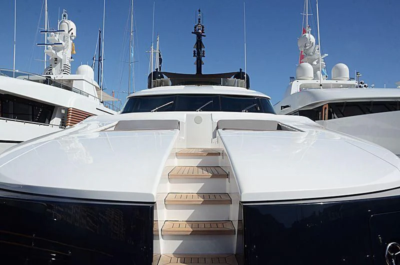 several white yachts in a row aboard ALASKA Yacht for Sale