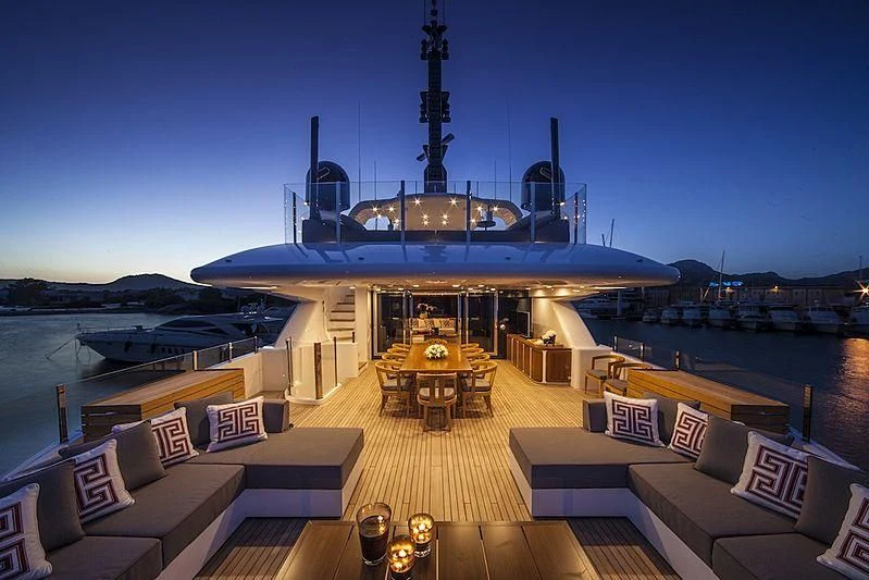 a large ship docked at a port aboard ALASKA Yacht for Sale