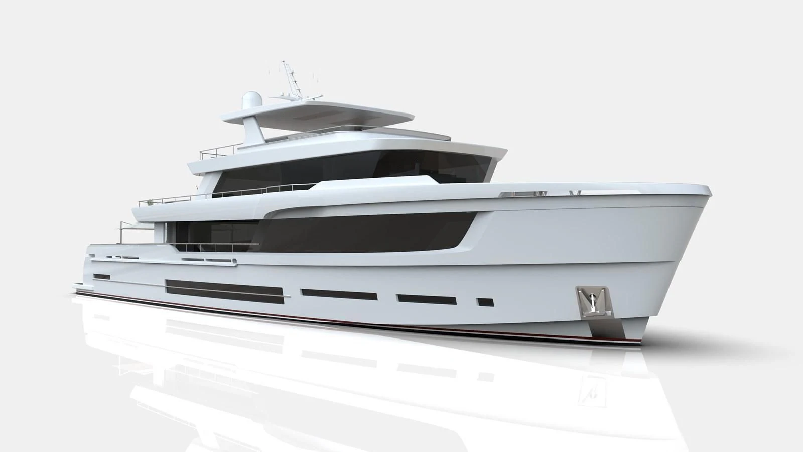 a white car with a white background aboard EXPLORER ICE CLASS Yacht for Sale