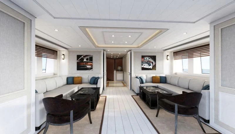 a living room with a couch and a table aboard GIO CHI THE Yacht for Sale