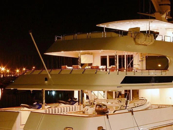 a large white boat with a deck aboard AZZURRA II Yacht for Sale