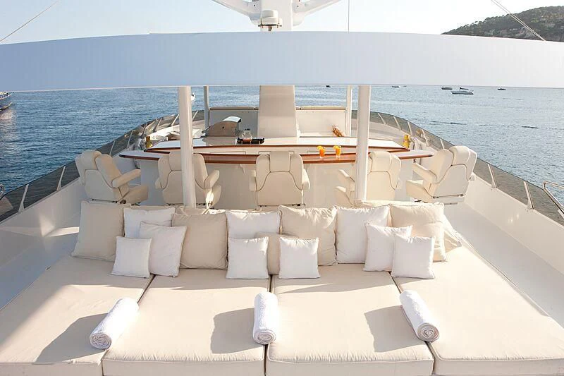 a lounge area on a boat aboard AZZURRA II Yacht for Sale