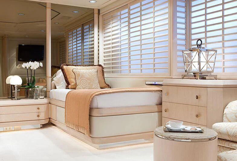 a modern looking living room aboard AZZURRA II Yacht for Sale