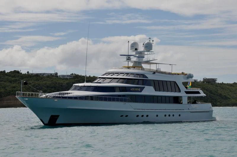 a large white boat aboard AZZURRA II Yacht for Sale