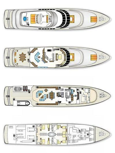 diagram, engineering drawing aboard AZZURRA II Yacht for Sale