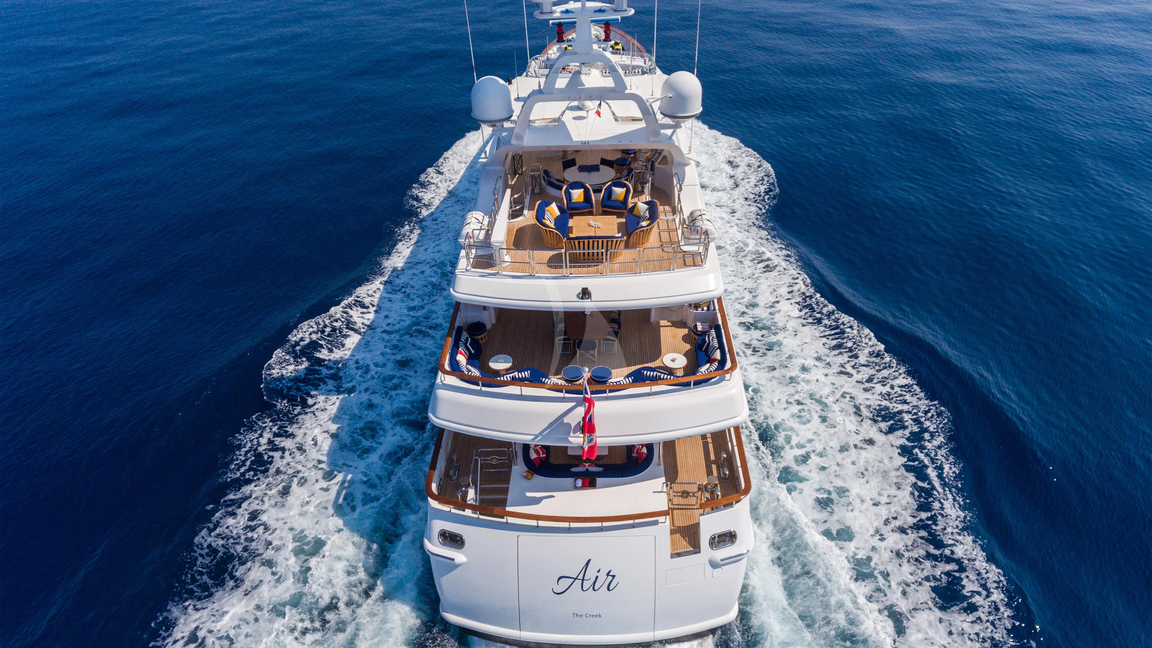 a ship sailing on the sea aboard AIR Yacht for Sale