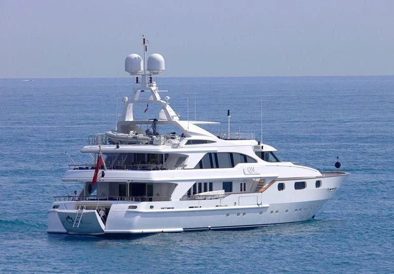 a white yacht in the water aboard AIR Yacht for Sale