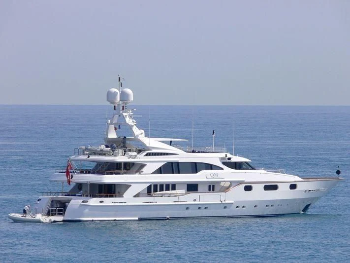 a white yacht in the water aboard AIR Yacht for Sale