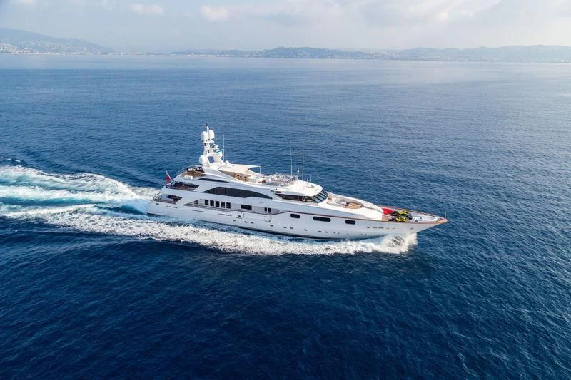a white yacht in the ocean aboard AIR Yacht for Sale