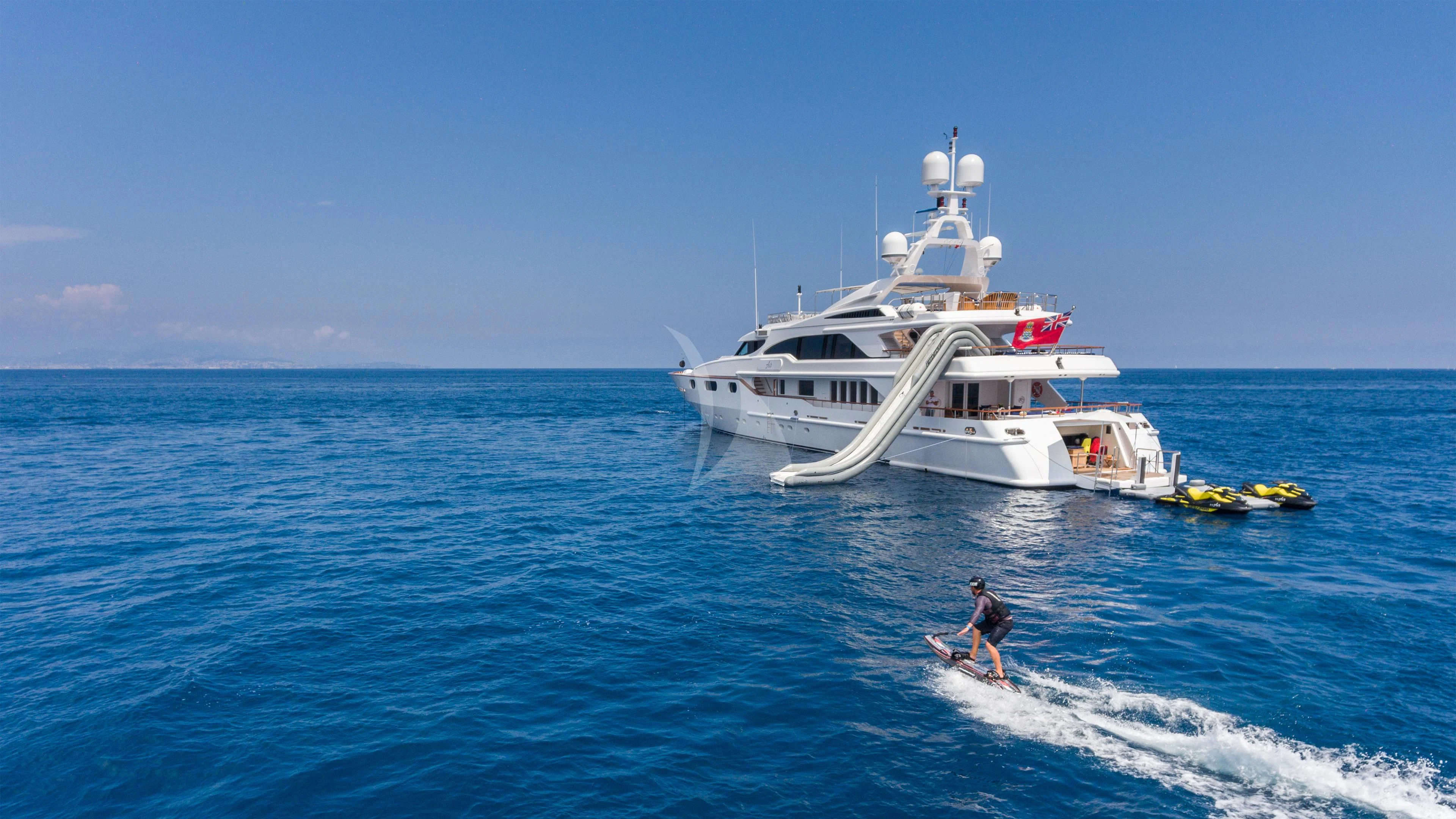 a boat in the water aboard AIR Yacht for Sale