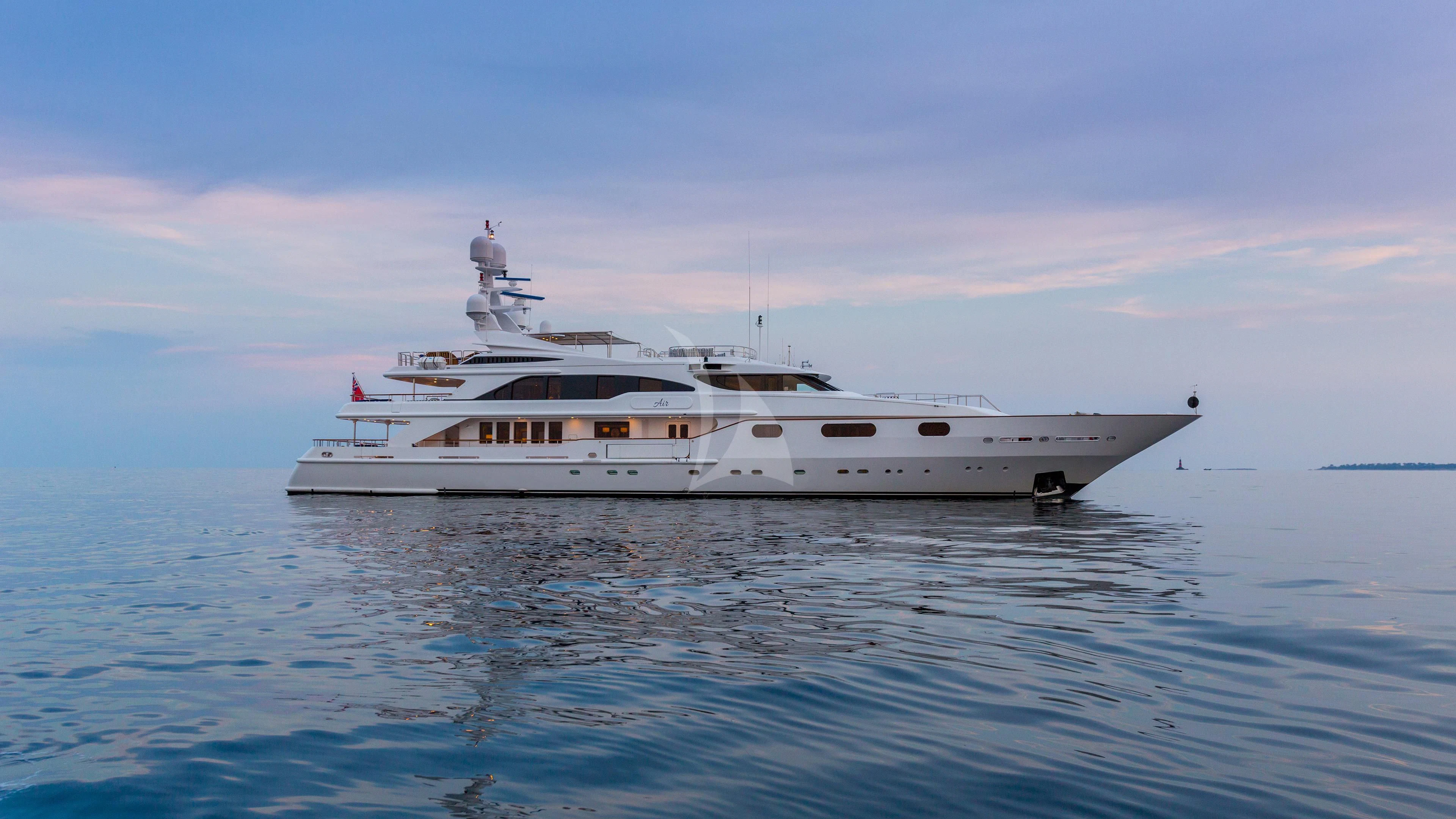 a white boat in the water aboard AIR Yacht for Sale