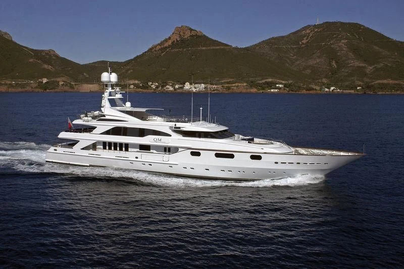 a white yacht in the water aboard AIR Yacht for Sale