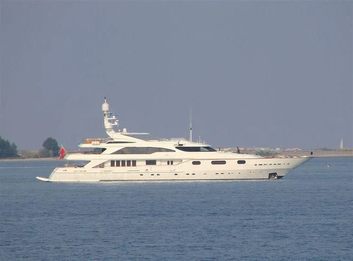 a large white boat in the water aboard AIR Yacht for Sale