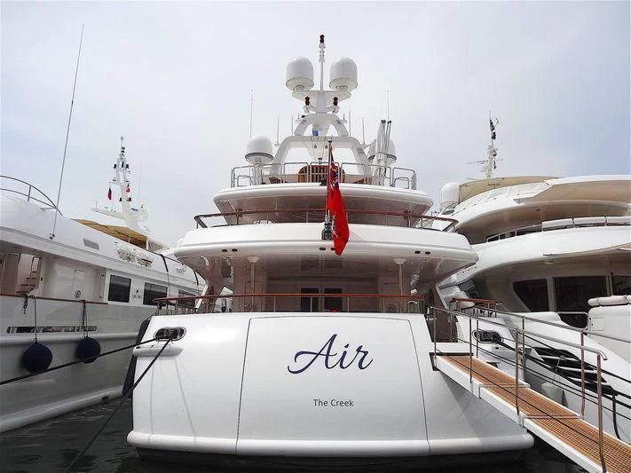 a group of boats in a harbor aboard AIR Yacht for Sale