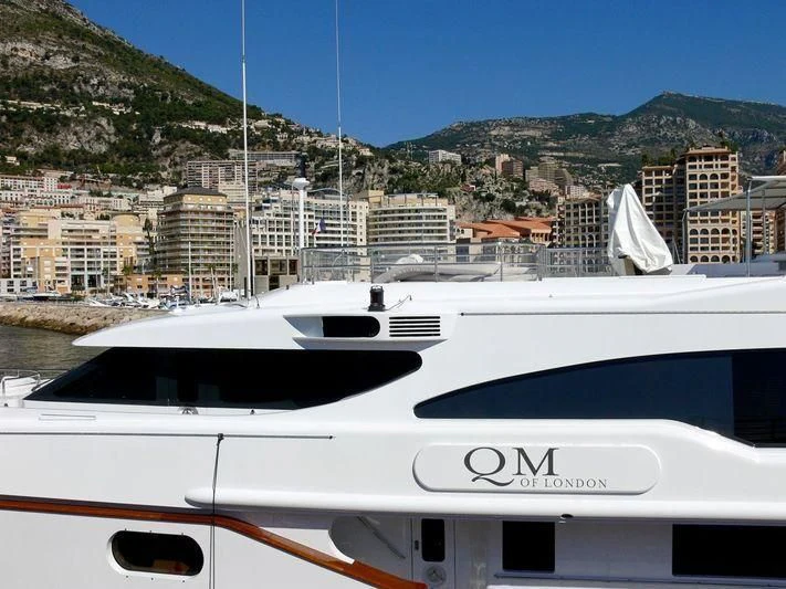 a boat parked on a dock aboard AIR Yacht for Sale