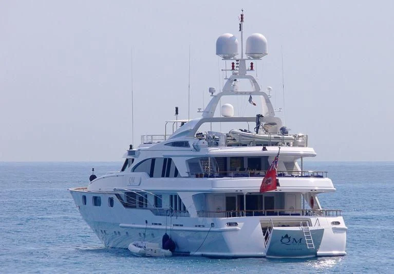 a large white boat in the water aboard AIR Yacht for Sale