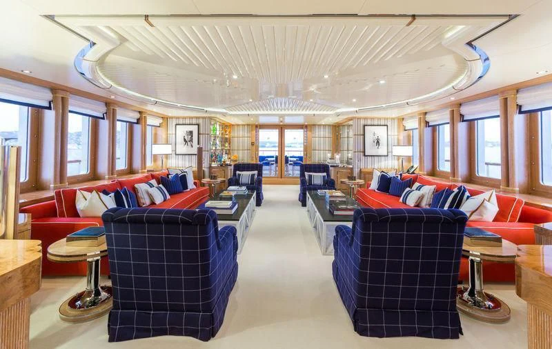 a large living room with a large open floor plan aboard AIR Yacht for Sale
