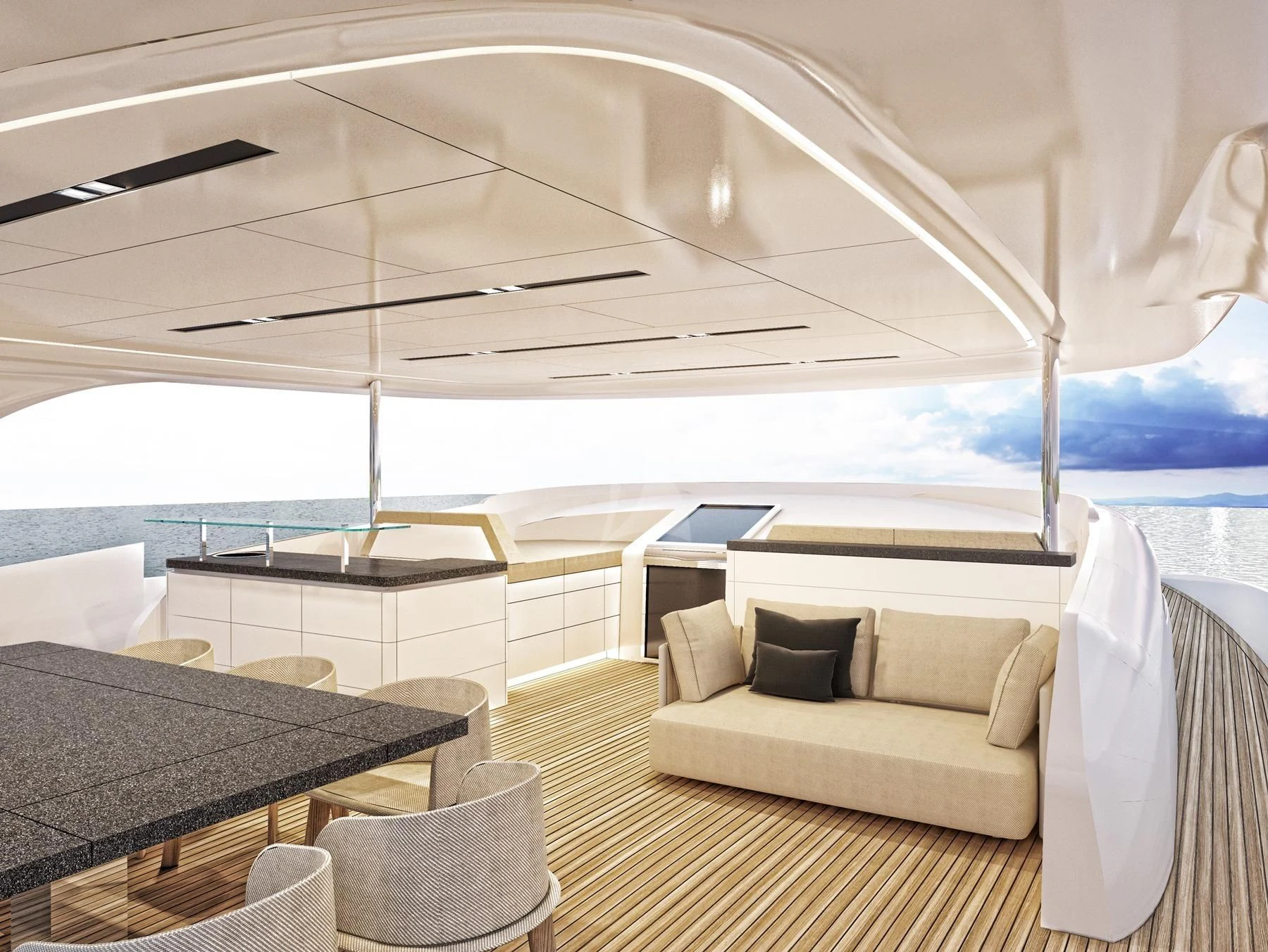 a room with a couch and a table and chairs aboard EDEN Yacht for Sale
