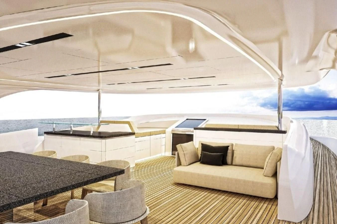 a room with a couch and a table aboard EDEN Yacht for Sale