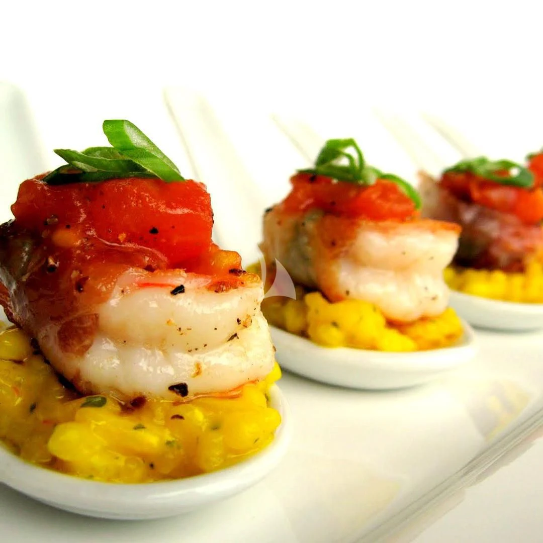 a plate of food aboard EDEN Yacht for Sale