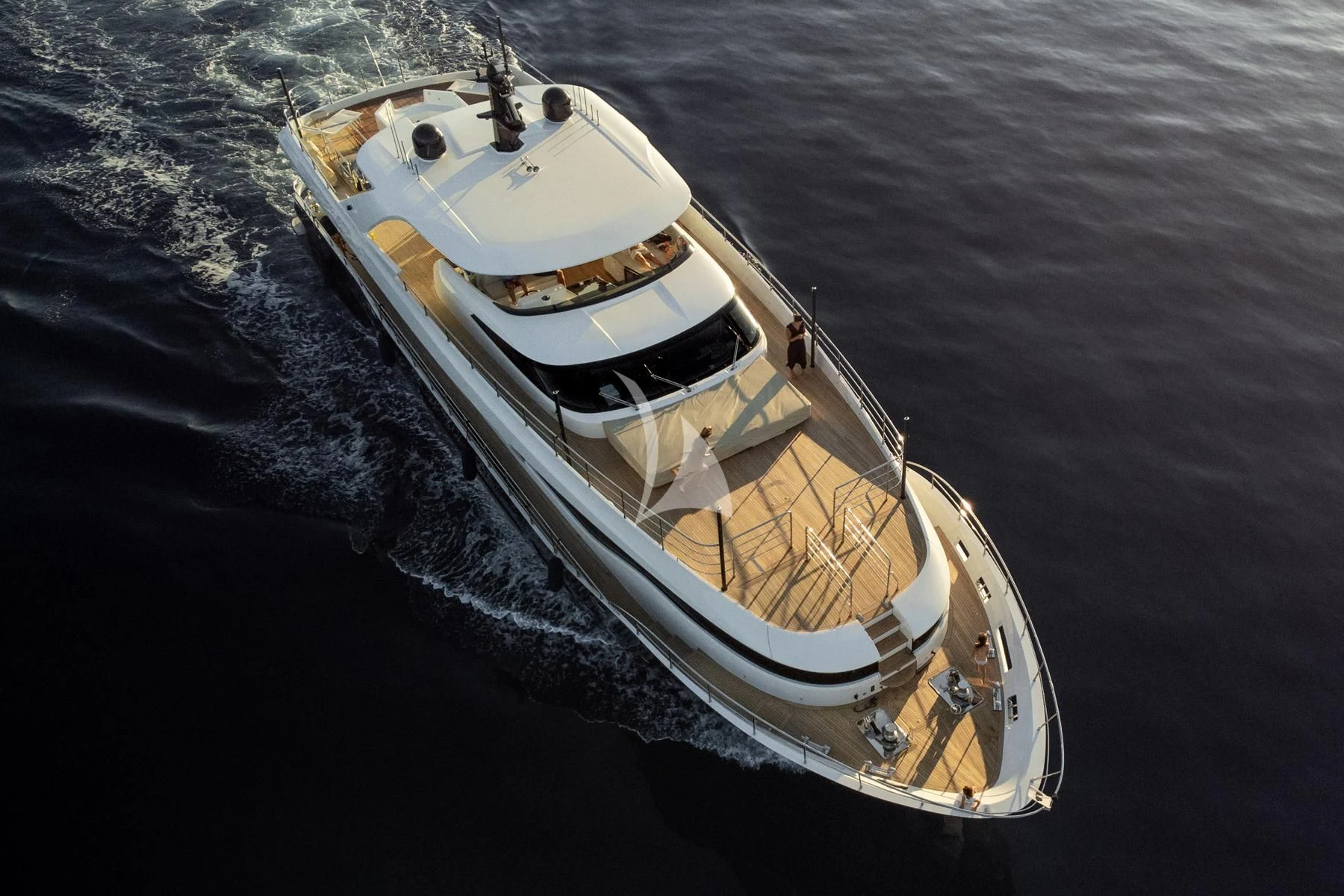 a high angle view of a boat aboard EDEN Yacht for Sale