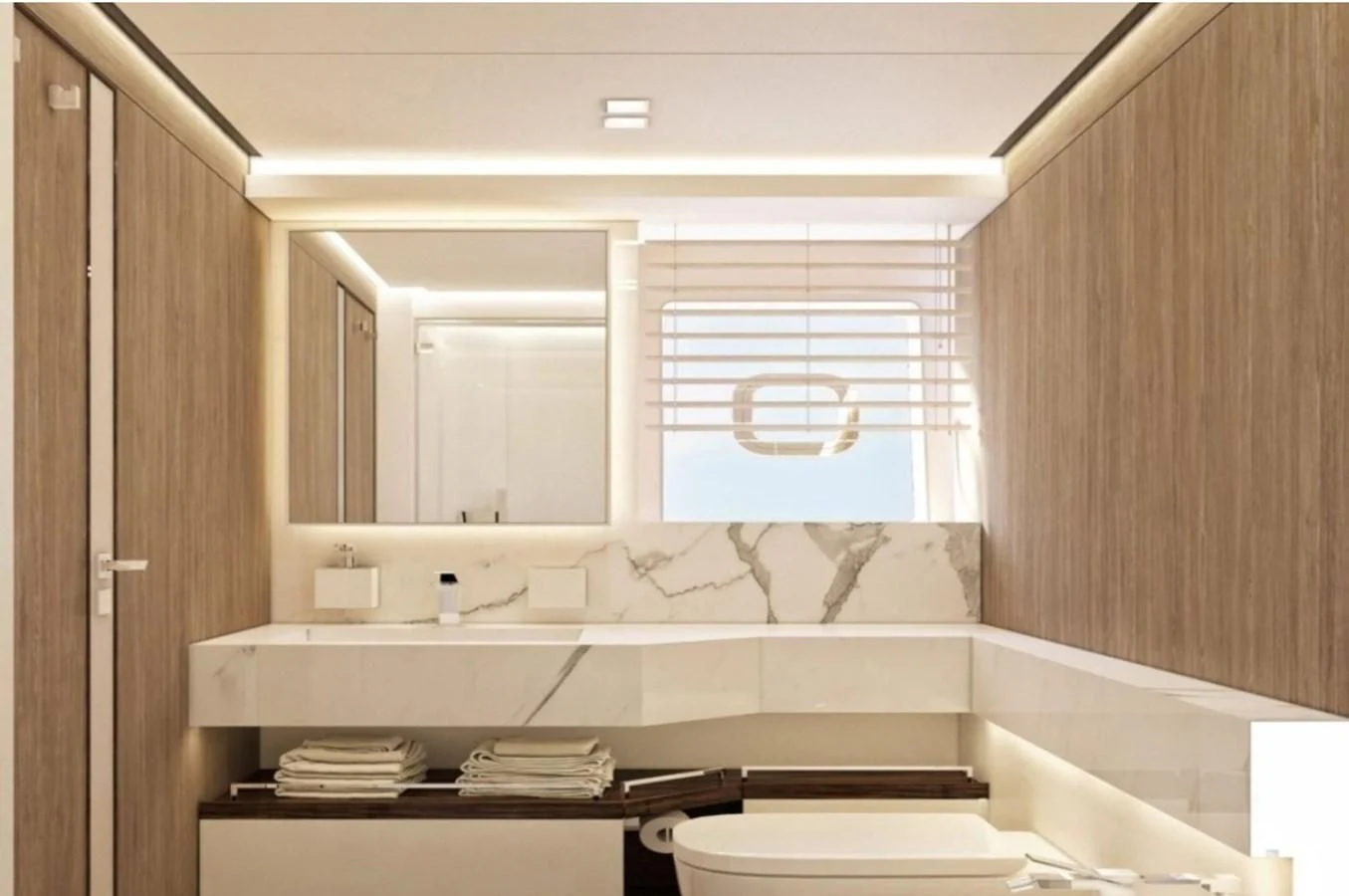 a bathroom with a tub and a sink aboard EDEN Yacht for Sale