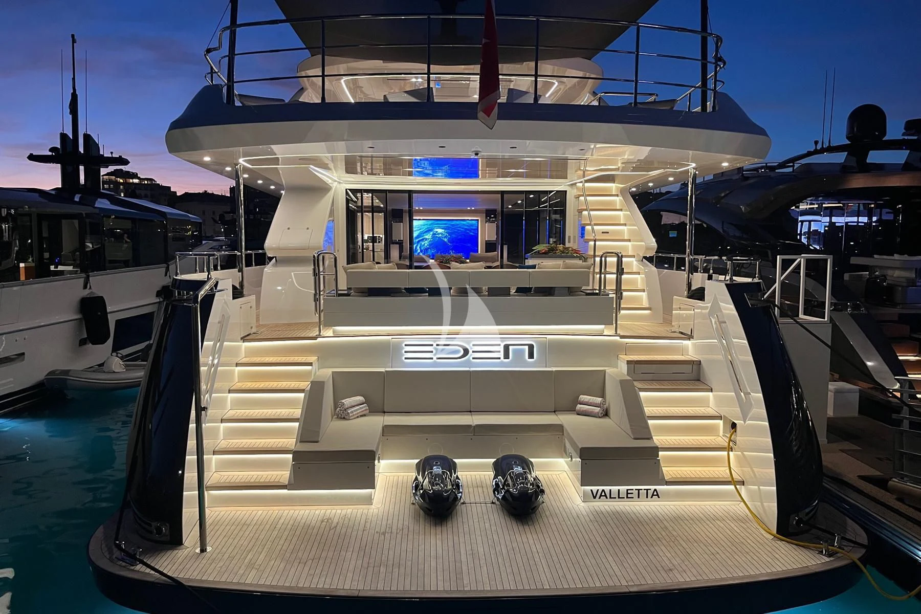 a boat with a staircase aboard EDEN Yacht for Sale