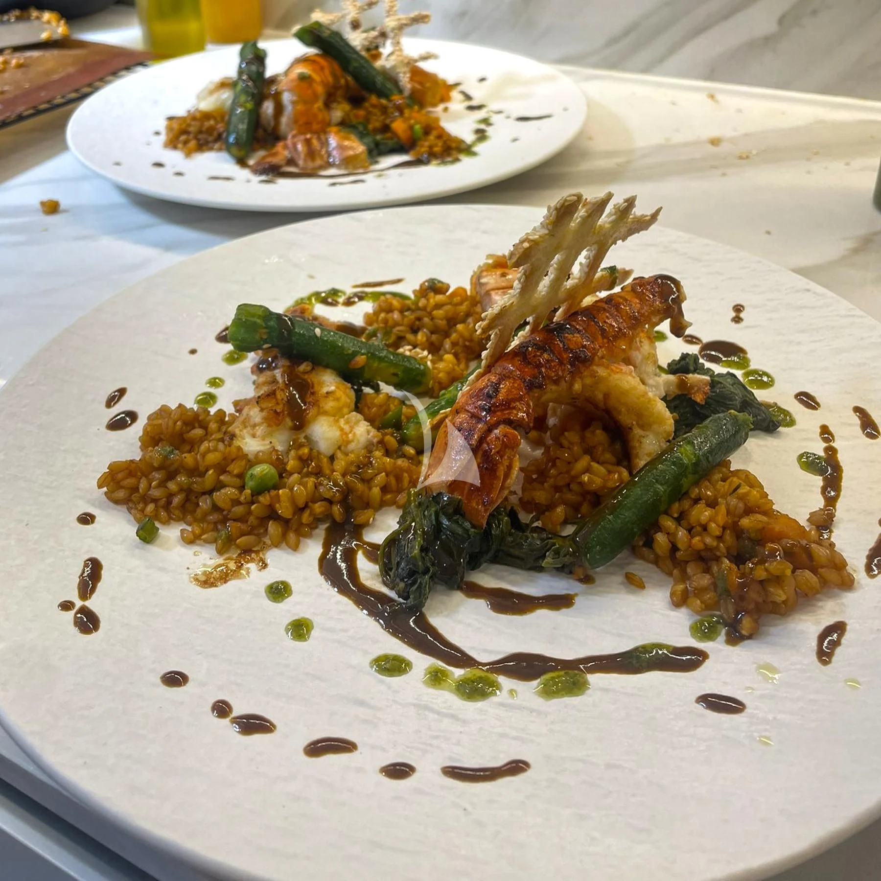 a plate of food aboard EDEN Yacht for Sale