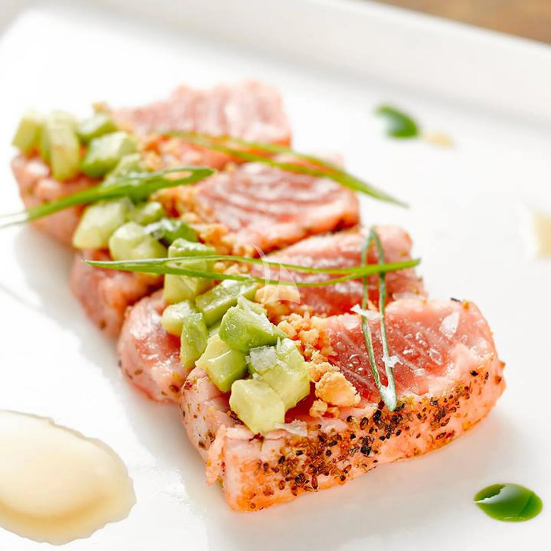 a plate of food aboard EDEN Yacht for Sale