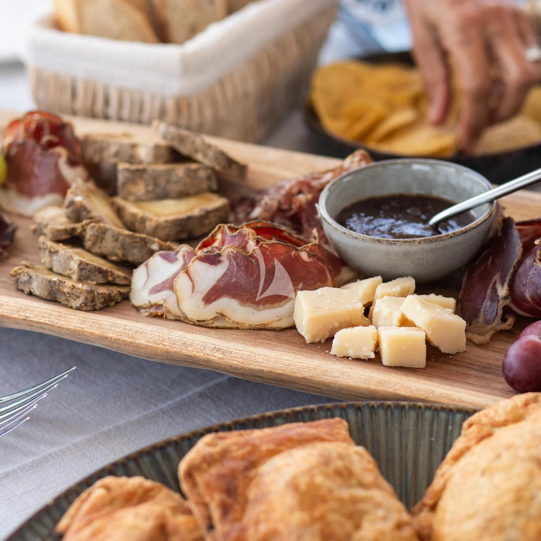a table full of food aboard EDEN Yacht for Sale