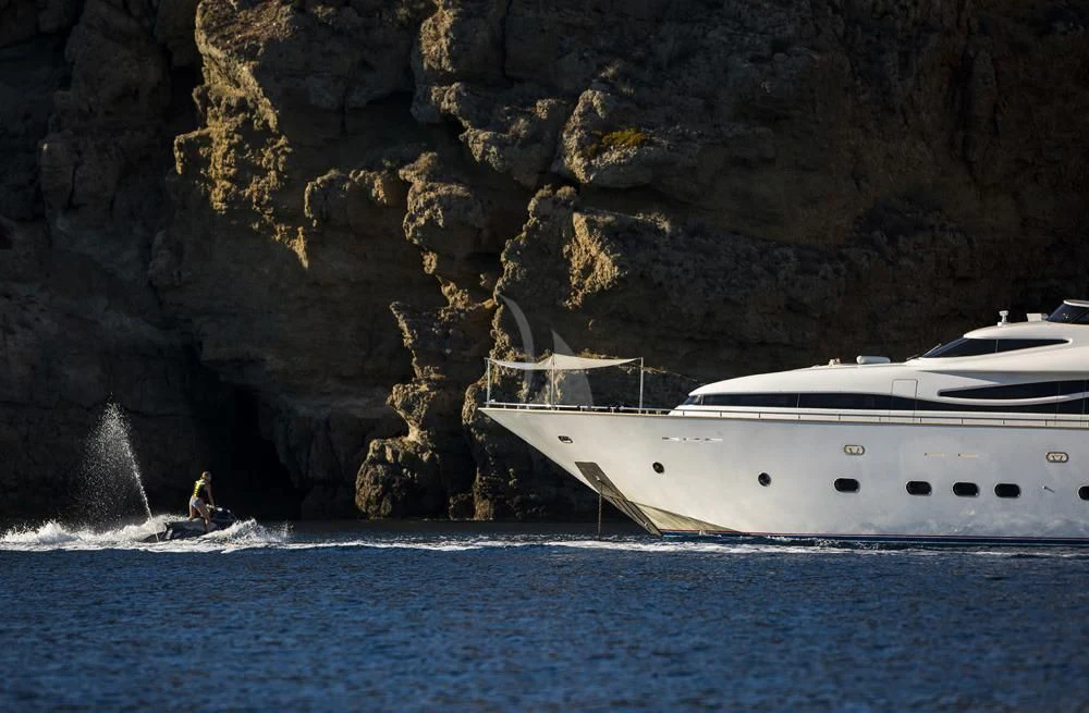 a boat sailing in the water aboard ANASA Yacht for Sale