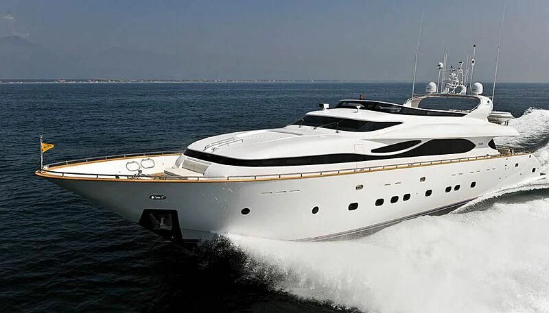 a white yacht on the water aboard ANASA Yacht for Sale