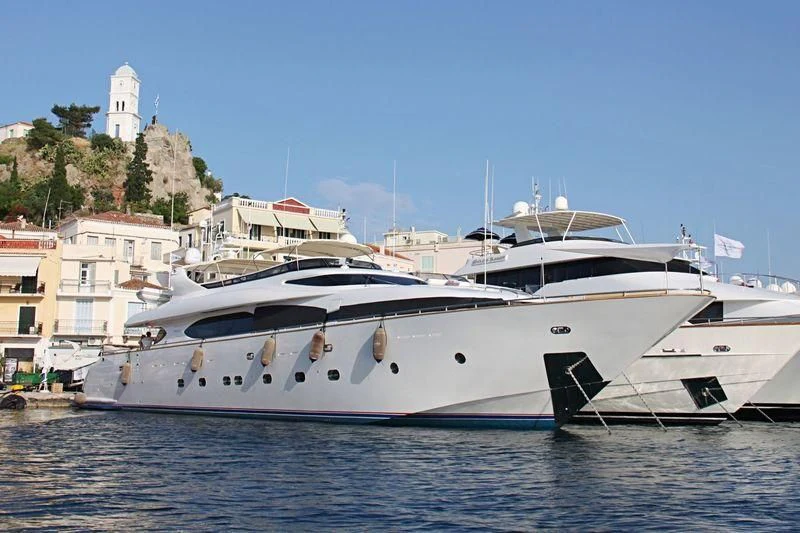 a white yacht in the water aboard ANASA Yacht for Sale