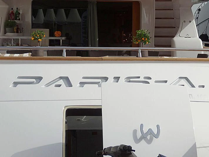 a white wall with black squares aboard ANASA Yacht for Sale