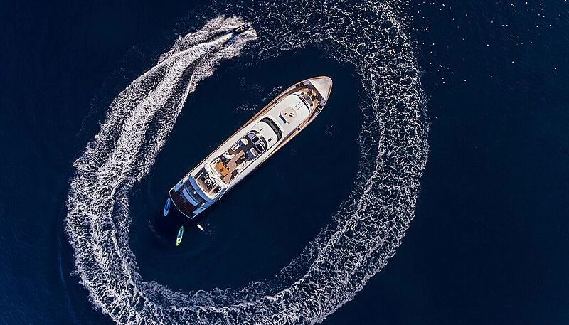 a satellite in outer space aboard ANASA Yacht for Sale