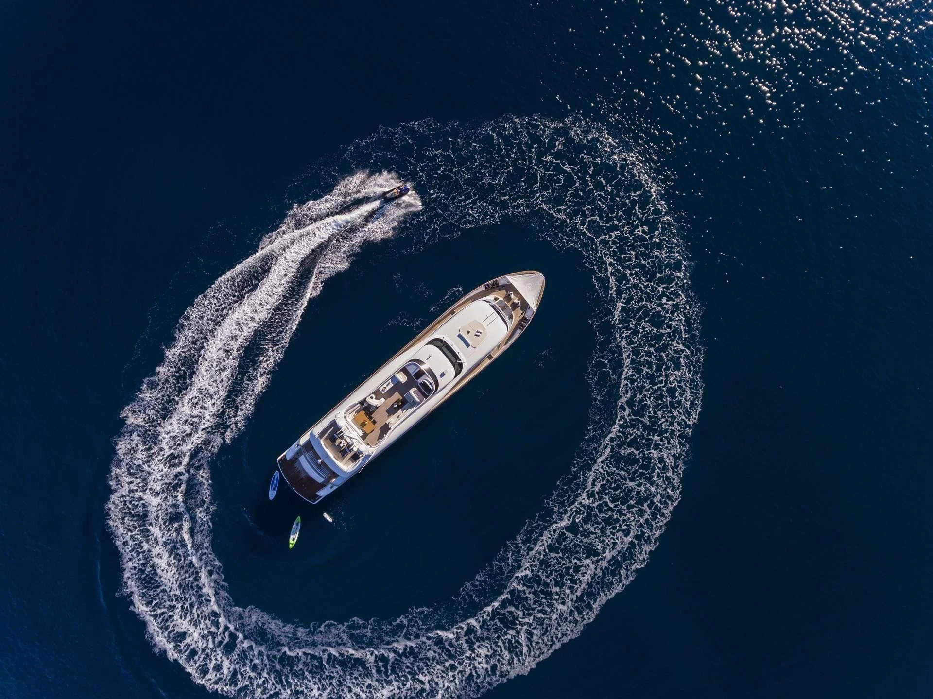 a small metal object on a blue cloth aboard ANASA Yacht for Sale